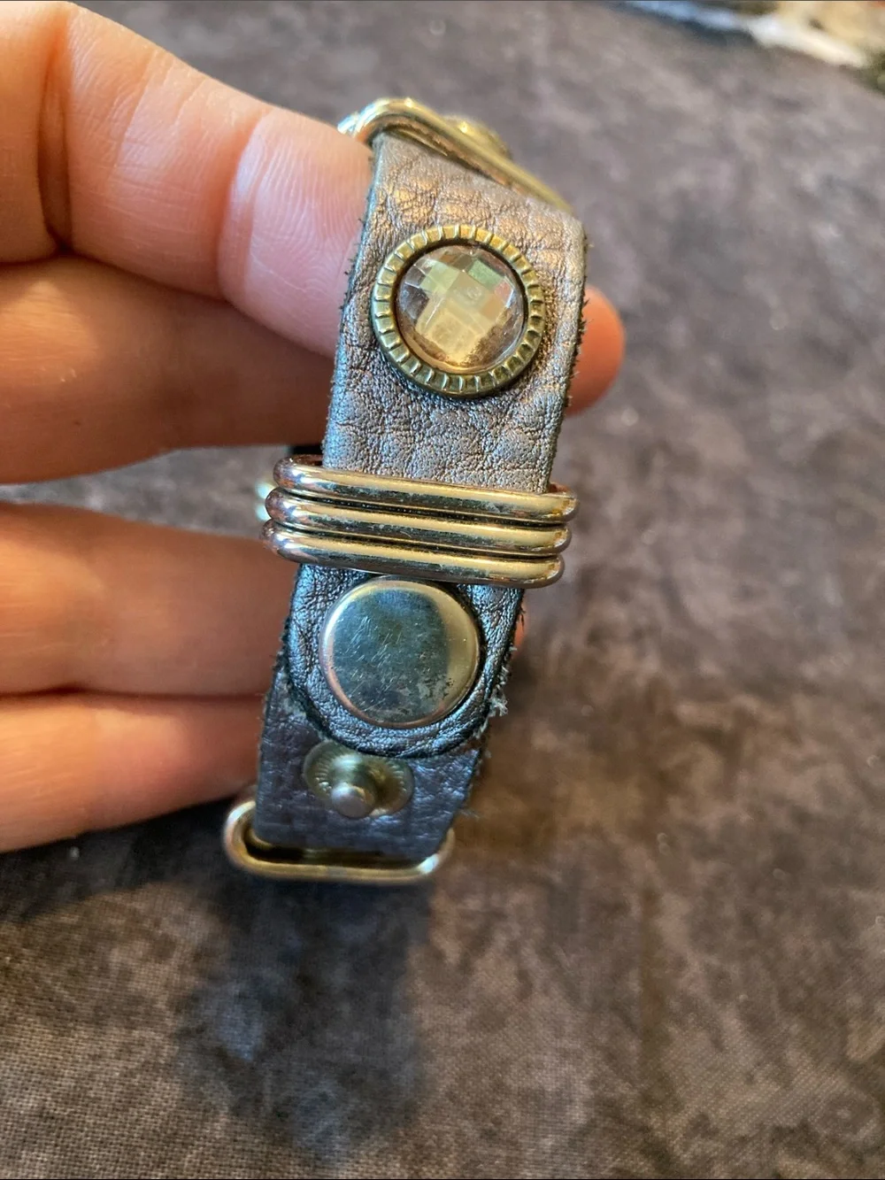 Strap Bracelet with Antiqued Metal Studs